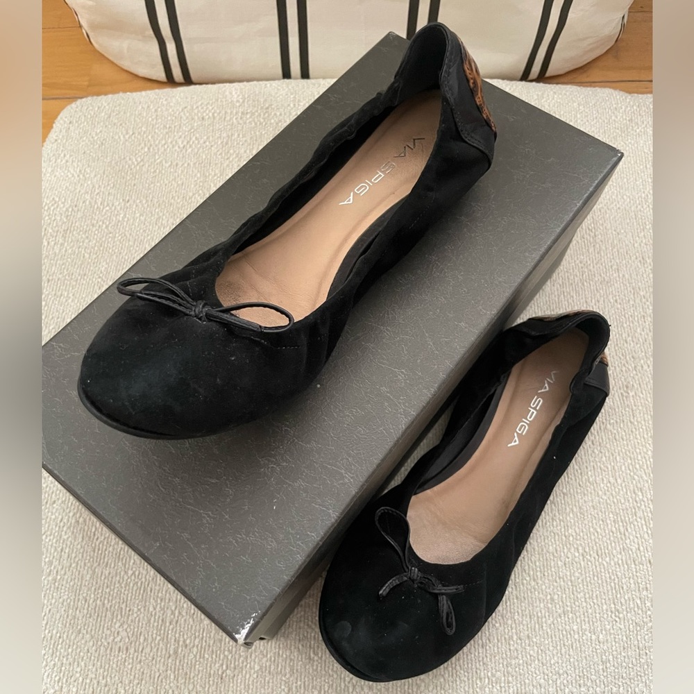 7.5W Via Spiga Ballet Flats (Black & Leopard)